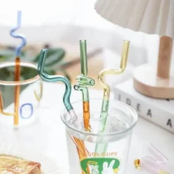 Plates u0026 More Küche & Esszimmer-Hitzebeständige, wiederverwendbare Glasstrohhalme – langer Stiel für Milchtee und Getränke