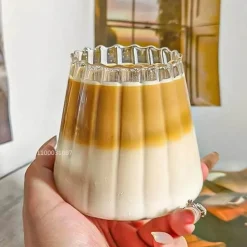 Plates u0026 More Küche & Esszimmer-Hitzebeständiger gestreifter Glasbecher – Kreatives transparentes Trinkgeschirr