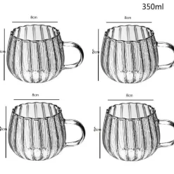 Plates u0026 More Küche & Esszimmer-Hitzebeständiger gestreifter Glasbecher mit Henkel – süße Kaffeetasse fürs Homeoffice