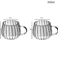 Plates u0026 More Küche & Esszimmer-Hitzebeständiger gestreifter Glasbecher mit Henkel – süße Kaffeetasse fürs Homeoffice