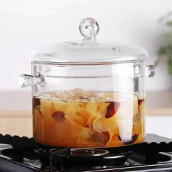 Elegance at the Table Küche & Esszimmer-Hitzebeständiger Kochtopf aus Glas – perfekt zum Kochen und Suppenkochen