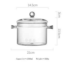 Elegance at the Table Küche & Esszimmer-Hitzebeständiger Kochtopf aus Glas – perfekt zum Kochen und Suppenkochen