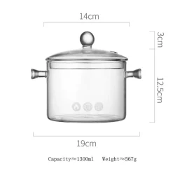 Elegance at the Table Küche & Esszimmer-Hitzebeständiger Kochtopf aus Glas – perfekt zum Kochen und Suppenkochen