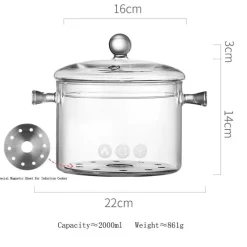 Elegance at the Table Küche & Esszimmer-Hitzebeständiger Kochtopf aus Glas – perfekt zum Kochen und Suppenkochen