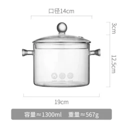 Elegance at the Table Küche & Esszimmer-Hitzebeständiger Kochtopf aus Glas – perfekt zum Kochen und Suppenkochen