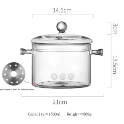 Elegance at the Table Küche & Esszimmer-Hitzebeständiger Kochtopf aus Glas – perfekt zum Kochen und Suppenkochen