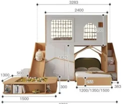 Kinder The Decor Haven Kinderzimmermöbel|Möbel-Hochbett aus Holz mit Rutsche – Kinderspielplatz-Bettset