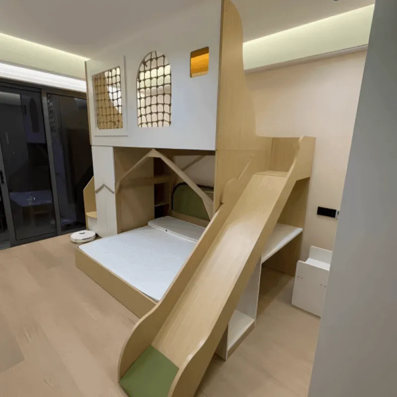 Kinder The Decor Haven Kinderzimmermöbel|Möbel-Hochbett aus Holz mit Rutsche – Kinderspielplatz-Bettset