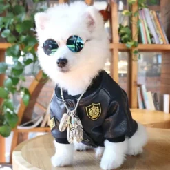 Decor Haustierzubehör-Hundejacke aus Leder – Stilvoller warmer Haustiermantel