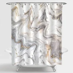 Aqua Essence Badezimmer-Ibiza Duschvorhang-Set – Schwarzes tropisches Dekor