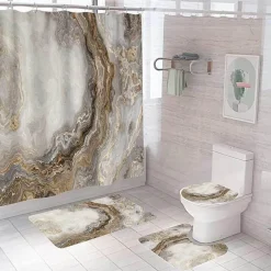 Aqua Essence Badezimmer-Ibiza Duschvorhang-Set – Schwarzes tropisches Dekor