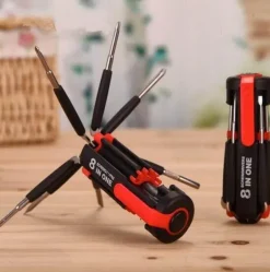 Roam Ready Outdoor-Artikel|Heimwerkzeuge-8-in-1 LED-Schraubendreher-Set – Faltbares Multifunktionswerkzeug