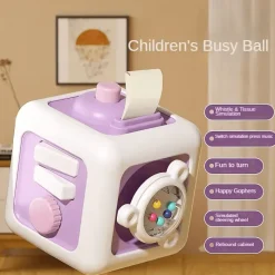 DecorOfficial Babyspielzeug-6-in-1 Montessori Busy Cube – Pädagogisches Sensorikspielzeug für Kleinkinder