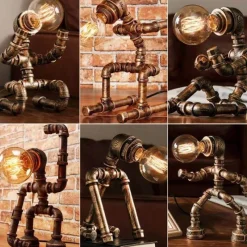 Comfort u0026 Style Beleuchtung-Industrial Robot Table Lamp - Iron Pipe Human Design