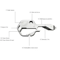 Roam Ready Outdoor-Gadgets|Heimwerkzeuge-24-in-1-EDC-Werkzeug in Schlüsselform – Multifunktions-Überlebensgerät