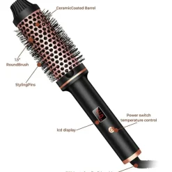 PureGlow Frauenpflege|Körperpflege-3-in-1-Ionen-Lockenwickler und Glätteisen – Professionelle beheizte Stylingbürste und Lockenstab mit Verbrühschutz