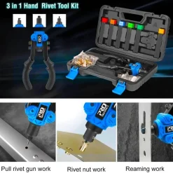 Roam Ready Outdoor-Artikel|Heimwerkzeuge-3-in-1-Nietmuttern-Werkzeugsatz – Handniet- und Mutternsetzer-Set
