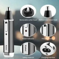 PureGlow Frauenpflege|Körperpflege-4-in-1-Pflegeset für Nasen- und Ohrenhaarschneider mit Akku