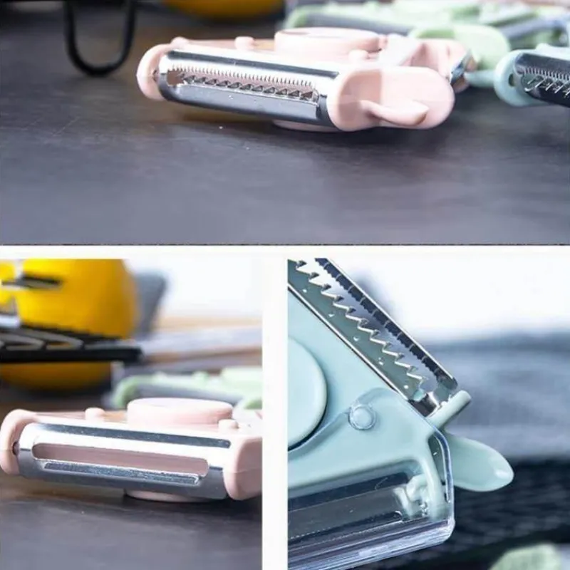 Deco Küche & Esszimmer-3-in-1-Rotationsschäler aus Edelstahl für Obst und Gemüse