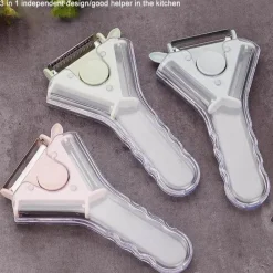 Deco Küche & Esszimmer-3-in-1-Rotationsschäler aus Edelstahl für Obst und Gemüse