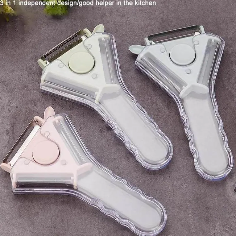 Deco Küche & Esszimmer-3-in-1-Rotationsschäler aus Edelstahl für Obst und Gemüse