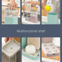 Space Savvy Küche & Esszimmer-3-in-1-Seifenhalter-Abtropffläche – Multifunktionaler Küchen-Aufbewahrungs-Organizer