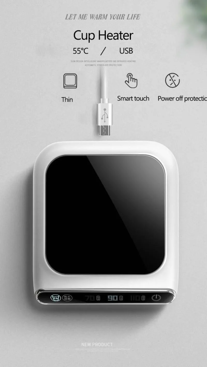 The Cozy Mug Küche & Esszimmer-Intelligenter USB-Tassenwärmer-Untersetzer – Elegantes Kaffee-Wärme-Schreibtisch-Accessoire