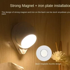 Comfort u0026 Style Beleuchtung-Intelligentes Nachtlicht – 360° drehbare, wiederaufladbare Lampe mit Körpersensor