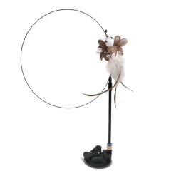 TailTrend Haustierspielzeug-Interaktiver Katzenspielzeug-Stab mit Federn – spannendes Spielzeug für Hauskatzen