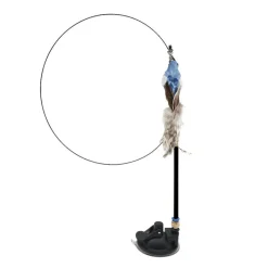 TailTrend Haustierspielzeug-Interaktiver Katzenspielzeug-Stab mit Federn – spannendes Spielzeug für Hauskatzen