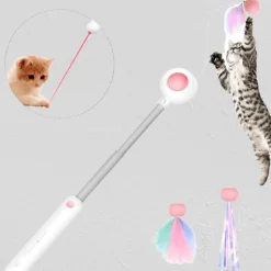 Furendo Haustierzubehör|Reinigungswerkzeuge Für Haustiere-Interaktiver Katzen-Teaser-Stick – Spannendes Spaßspielzeug für Katzen
