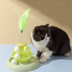 TailTrend Haustierspielzeug-Interaktives Katzen-Drehteller-Spielzeug – Drehender Spielspaß