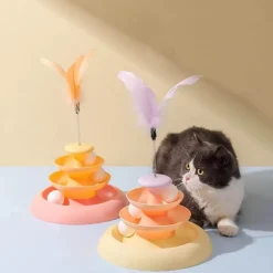 TailTrend Haustierspielzeug-Interaktives Katzen-Drehteller-Spielzeug – Drehender Spielspaß