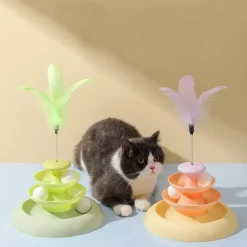 TailTrend Haustierspielzeug-Interaktives Katzen-Drehteller-Spielzeug – Drehender Spielspaß