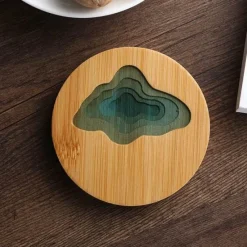 The Cozy Mug Küche & Esszimmer-Isolierte Bambus-Untersetzer – Untersetzer mit Wasserkunst-Design