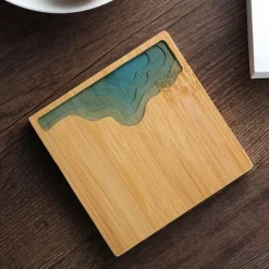 The Cozy Mug Küche & Esszimmer-Isolierte Bambus-Untersetzer – Untersetzer mit Wasserkunst-Design