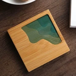The Cozy Mug Küche & Esszimmer-Isolierte Bambus-Untersetzer – Untersetzer mit Wasserkunst-Design