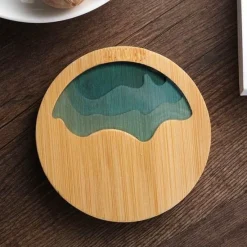 The Cozy Mug Küche & Esszimmer-Isolierte Bambus-Untersetzer – Untersetzer mit Wasserkunst-Design