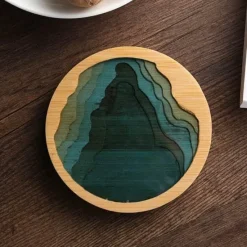 The Cozy Mug Küche & Esszimmer-Isolierte Bambus-Untersetzer – Untersetzer mit Wasserkunst-Design