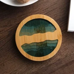 The Cozy Mug Küche & Esszimmer-Isolierte Bambus-Untersetzer – Untersetzer mit Wasserkunst-Design