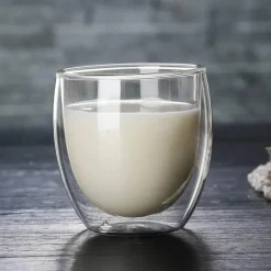 Tom Küche & Esszimmer-Isolierte doppelwandige Kaffeetasse aus Glas – Trinkgeschirr für heiße und kalte Getränke