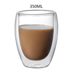 Tom Küche & Esszimmer-Isolierte doppelwandige Kaffeetasse aus Glas – Trinkgeschirr für heiße und kalte Getränke