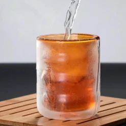 Tom Küche & Esszimmer-Isolierter doppelwandiger Glasbecher mit Wellendesign – transparenter, hitzebeständiger Becher