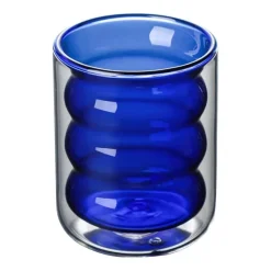 Tom Küche & Esszimmer-Isolierter doppelwandiger Glasbecher mit Wellendesign – transparenter, hitzebeständiger Becher
