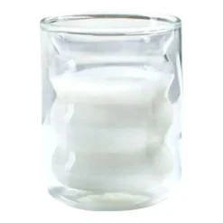 Tom Küche & Esszimmer-Isolierter doppelwandiger Glasbecher mit Wellendesign – transparenter, hitzebeständiger Becher