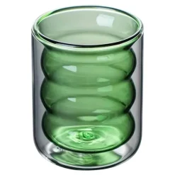 Tom Küche & Esszimmer-Isolierter doppelwandiger Glasbecher mit Wellendesign – transparenter, hitzebeständiger Becher