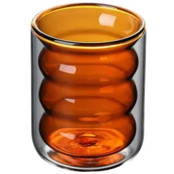 Tom Küche & Esszimmer-Isolierter doppelwandiger Glasbecher mit Wellendesign – transparenter, hitzebeständiger Becher