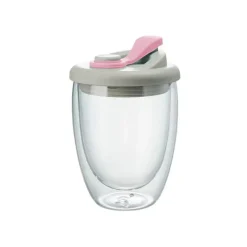 Brew Bliss Küche & Esszimmer-Isolierter doppelwandiger Glasbecher – auslaufsicherer transparenter Kaffeebecher