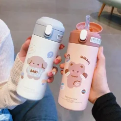 Tom Küche & Esszimmer-Isolierter Edelstahlbecher mit Strohhalm – süße Thermo-Wasserflasche