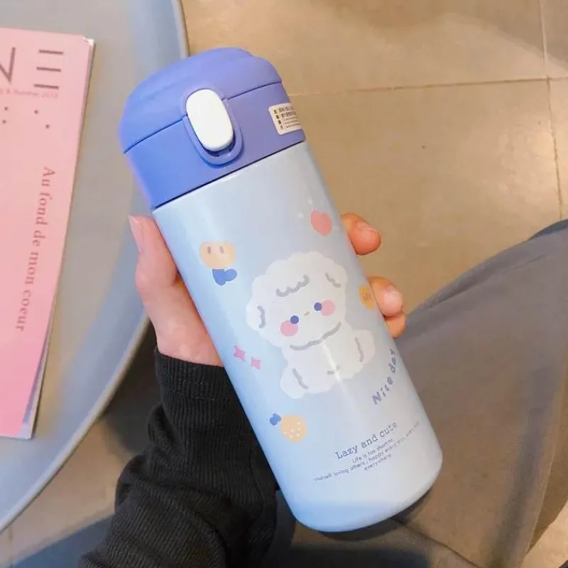 Tom Küche & Esszimmer-Isolierter Edelstahlbecher mit Strohhalm – süße Thermo-Wasserflasche